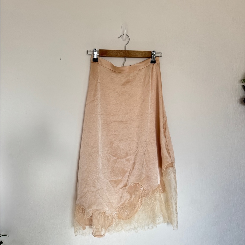 Wilfred Cream Lace Satin Midi Skirt